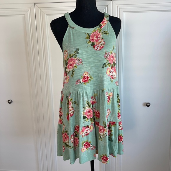 torrid Dresses & Skirts - Torrid Green Floral Boho Mini Halter Dress Sz 18